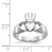 14k White Gold Polished Claddagh Ring-CH223