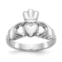 14k White Gold Polished Claddagh Ring-CH223