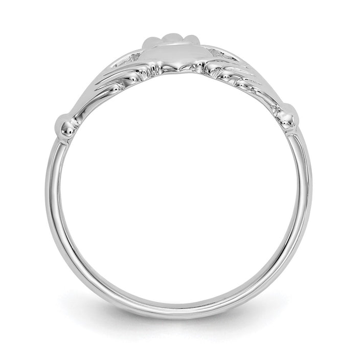14k White Gold Polished Claddagh Ring-CH224