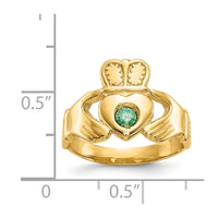 14k Imitation Green Stone Claddagh Ring-CH226