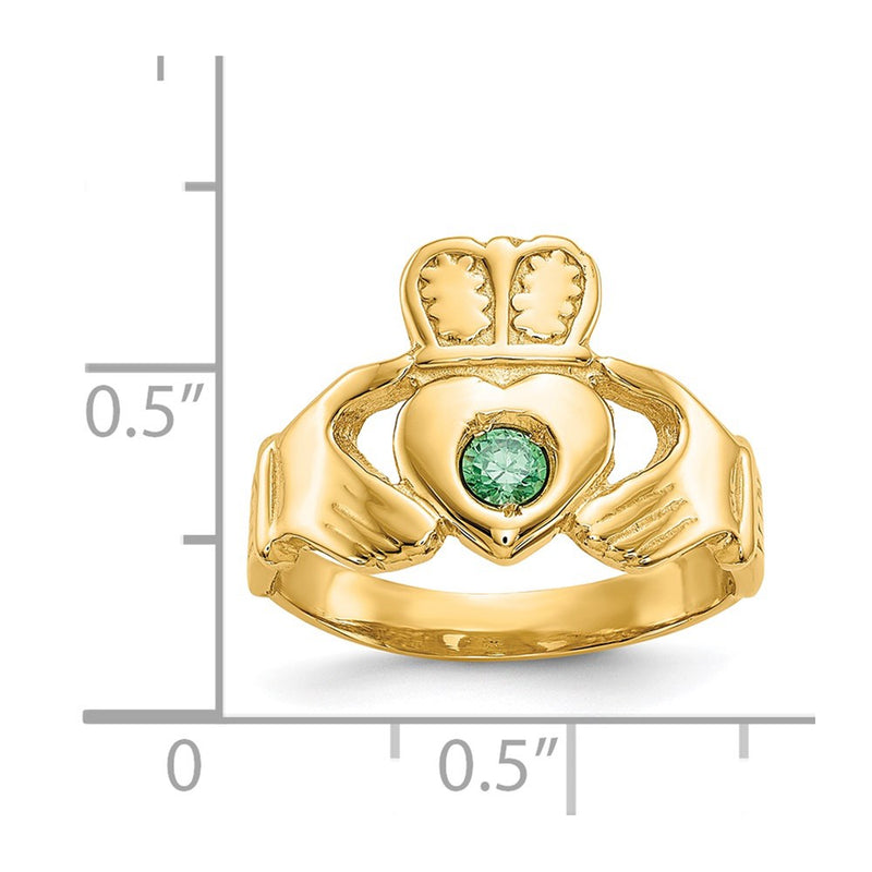 14k Imitation Green Stone Claddagh Ring-CH226