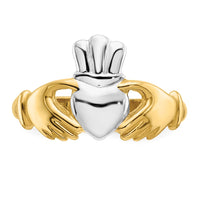 14k Polished and Rhodium Claddagh Ring-CH229