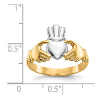 14k Polished and Rhodium Claddagh Ring-CH229