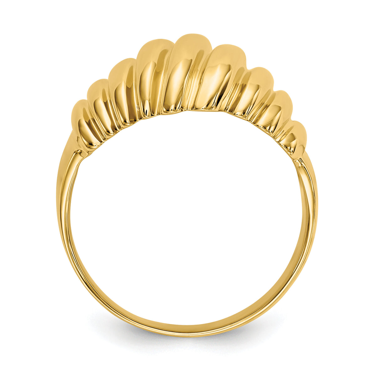 14k Polished Scalloped Dome Ring-CH244
