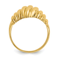 14k Polished Scalloped Dome Ring-CH244