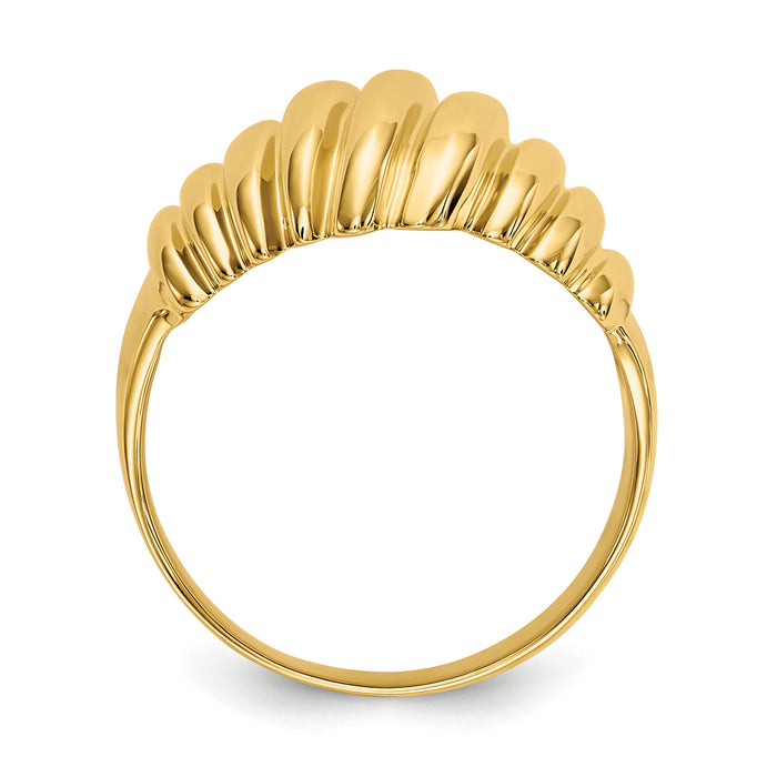 14k Polished Scalloped Dome Ring-CH244