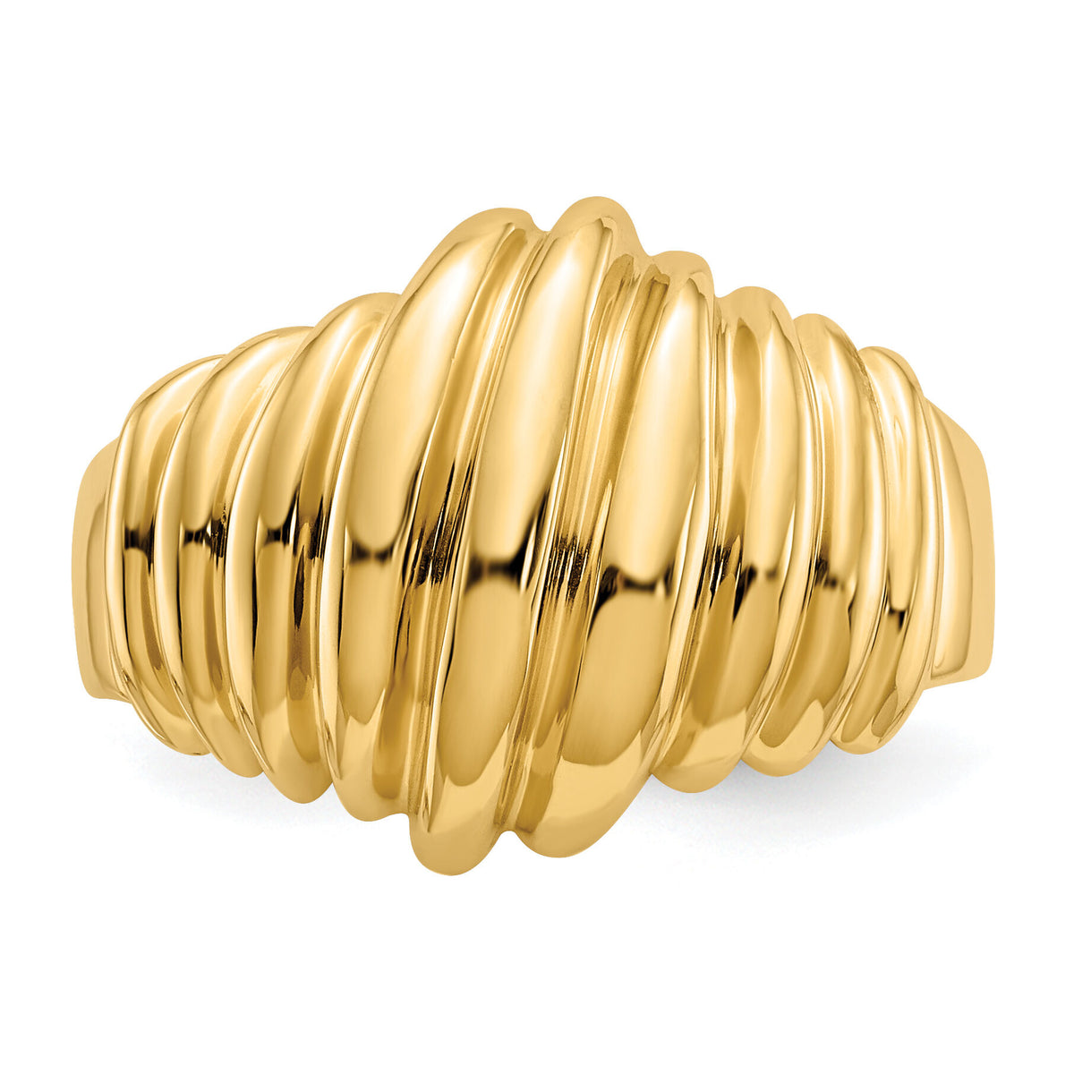 14k Polished Scalloped Dome Ring-CH244