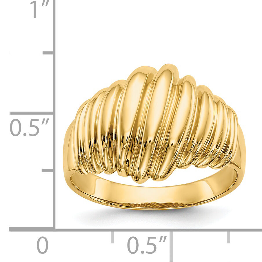 14k Polished Scalloped Dome Ring-CH244