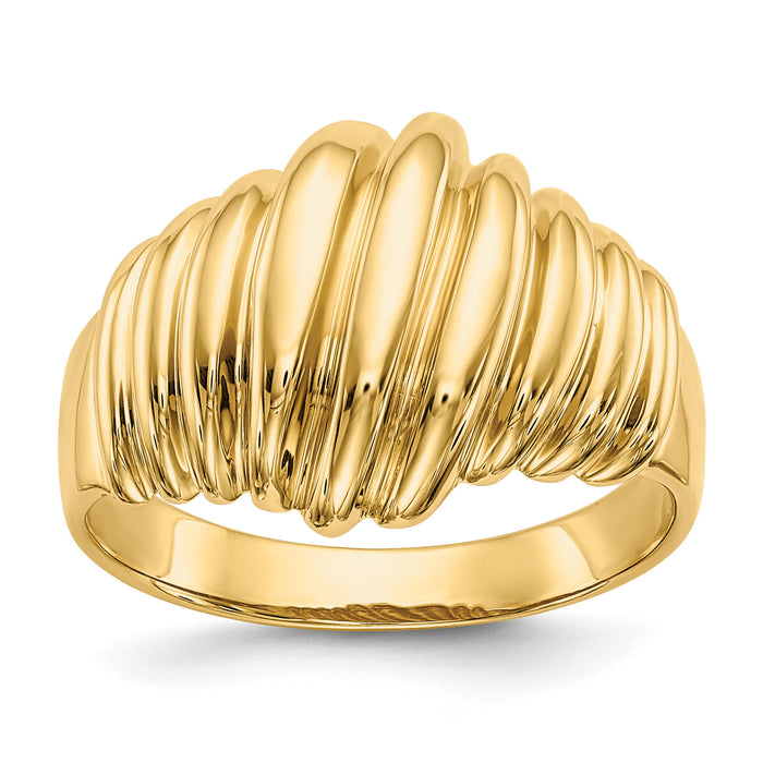 14k Polished Scalloped Dome Ring-CH244