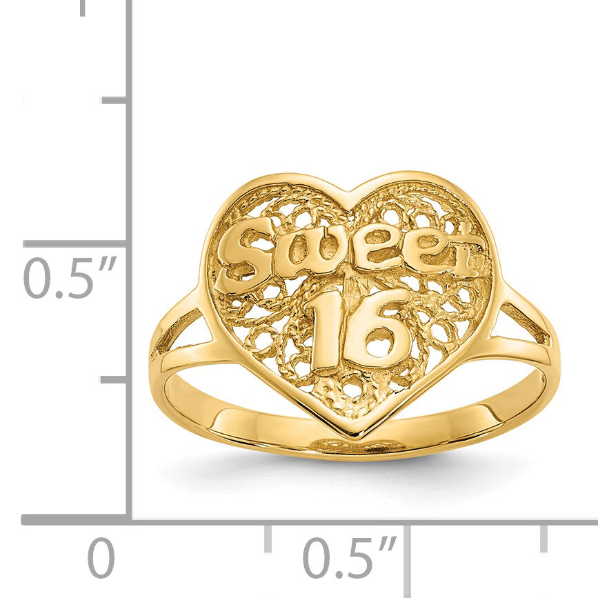 14k Sweet 16 Heart Ring-CH263