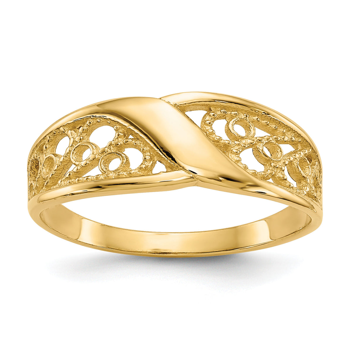 14k Polished Filigree Ring-CH264