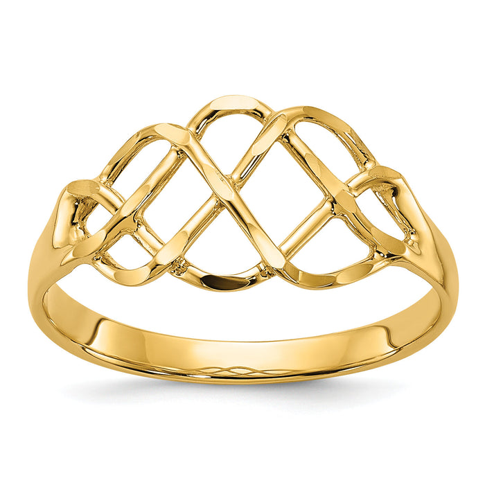 14k Polished & Diamond-Cut Fancy Ring-CH270