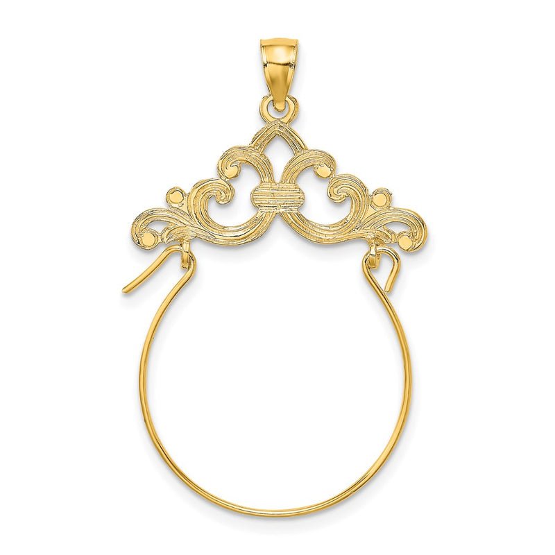 14K Fleur de Lis Scroll Framed Charm Holder-CH289