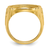 14k Men's Polished with Cross Sides 16.5mm Coin Bezel Ring-CR10/10AE