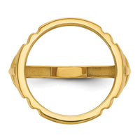 14k Men's Polished with Cross Sides 16.5mm Coin Bezel Ring-CR10/10AE