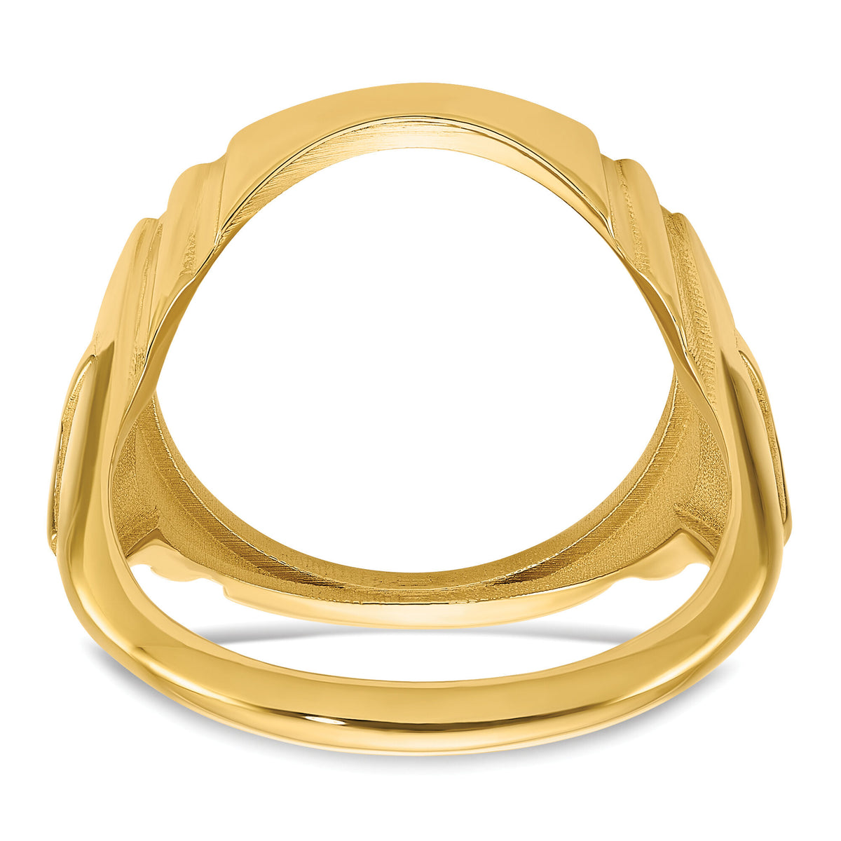 14k Men's Polished with Cross Sides 16.5mm Coin Bezel Ring-CR10/10AE