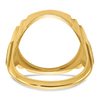 14k Men's Polished with Cross Sides 16.5mm Coin Bezel Ring-CR10/10AE