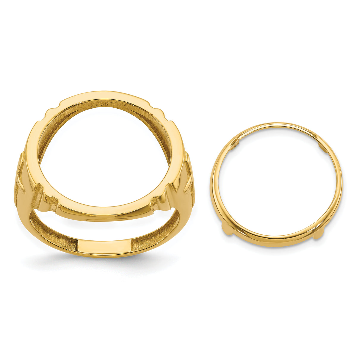14k Men's Polished with Cross Sides 16.5mm Coin Bezel Ring-CR10/10AE