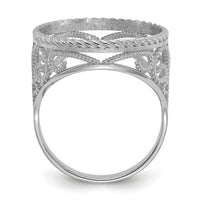 14kw Ladies' D/C & Twisted Wire Scroll 16.5mm Coin Bezel Ring-CR11WD/10AE
