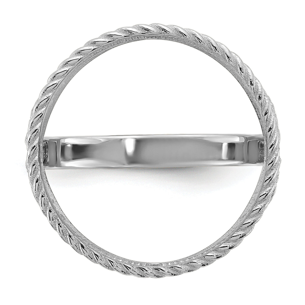 14kw Ladies' D/C & Twisted Wire Scroll 16.5mm Coin Bezel Ring-CR11WD/10AE
