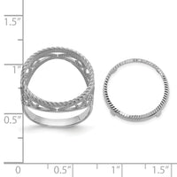 14kw Ladies' D/C & Twisted Wire Scroll 16.5mm Coin Bezel Ring-CR11WD/10AE