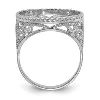 14kw Ladies' Polished & Twisted Wire Scroll Design 16.5mm Coin Bezel Ring-CR11W/10AE