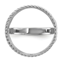 14kw Ladies' Polished & Twisted Wire Scroll Design 16.5mm Coin Bezel Ring-CR11W/10AE