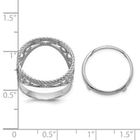 14kw Ladies' Polished & Twisted Wire Scroll Design 16.5mm Coin Bezel Ring-CR11W/10AE