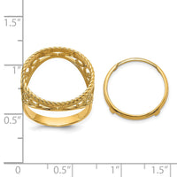 14k Ladies' Polished & Twisted Wire Scroll Design 16.5mm Coin Bezel Ring-CR11/10AE