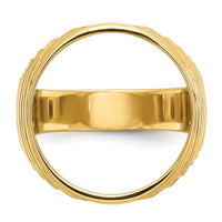14k Men's Polished & Diamond-cut Ribbed Edge 16.5mm Coin Bezel Ring-CR12D/10AE
