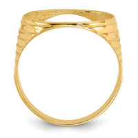 14k Men's Polished Ribbed Edge 16.5mm Coin Bezel Ring-CR12/10AE