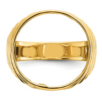 14k Men's Polished Ribbed Edge 16.5mm Coin Bezel Ring-CR12/10AE