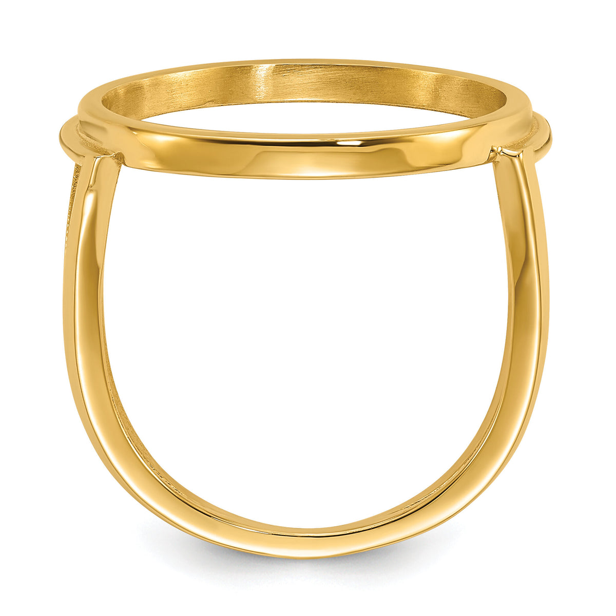 14k Ladies' Polished and Diamond-cut 16.5mm Coin Bezel Ring-CR13D/10AE