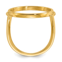 14k Ladies' Polished and Diamond-cut 16.5mm Coin Bezel Ring-CR13D/10AE