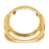 14k Ladies' Polished and Diamond-cut 16.5mm Coin Bezel Ring-CR13D/10AE