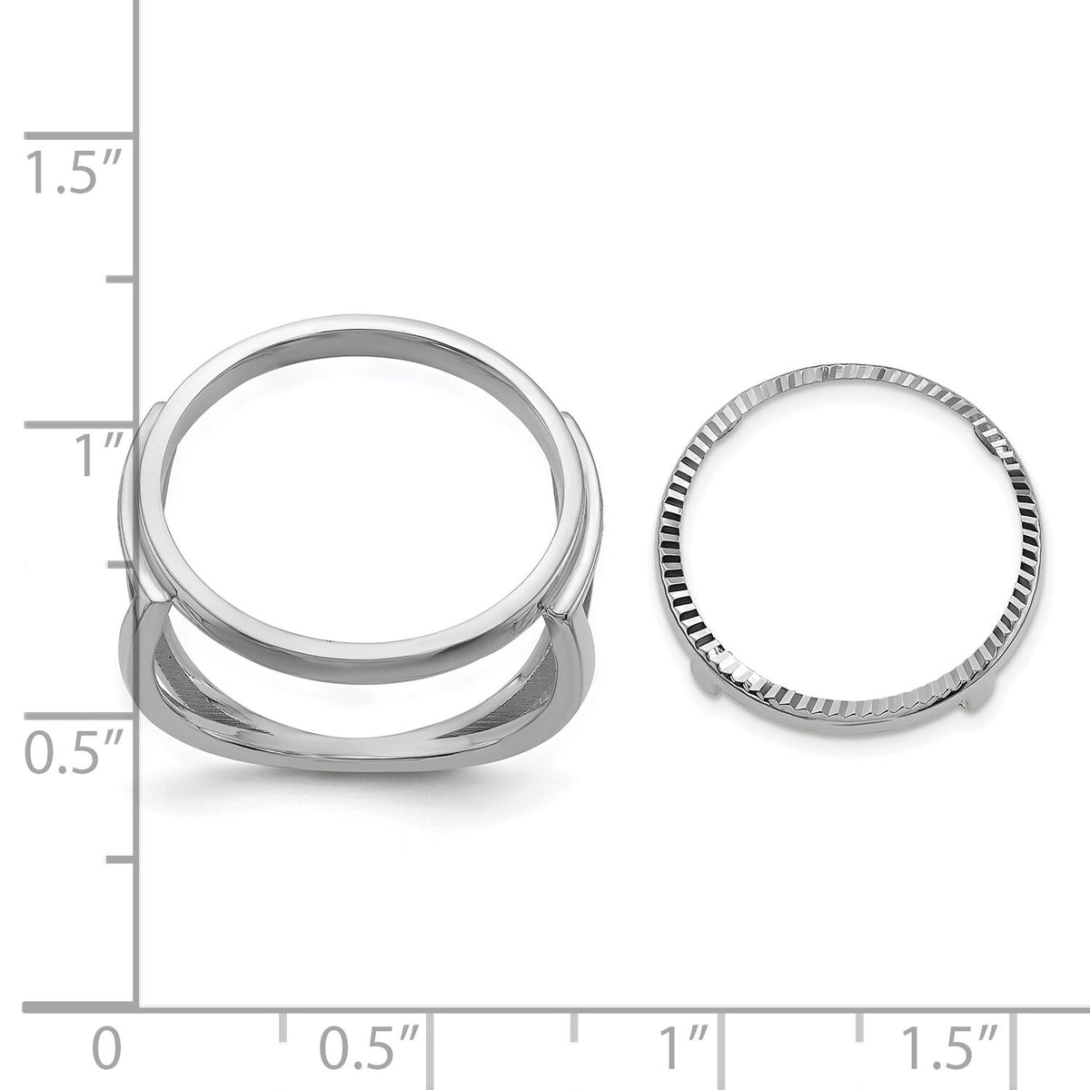 14kw Ladies' Polished and Diamond-cut 16.5mm Coin Bezel Ring-CR13WD/10AE
