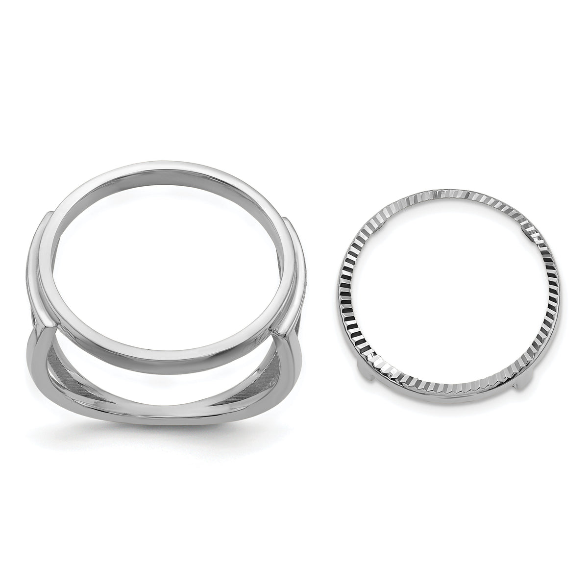 14kw Ladies' Polished and Diamond-cut 16.5mm Coin Bezel Ring-CR13WD/10AE