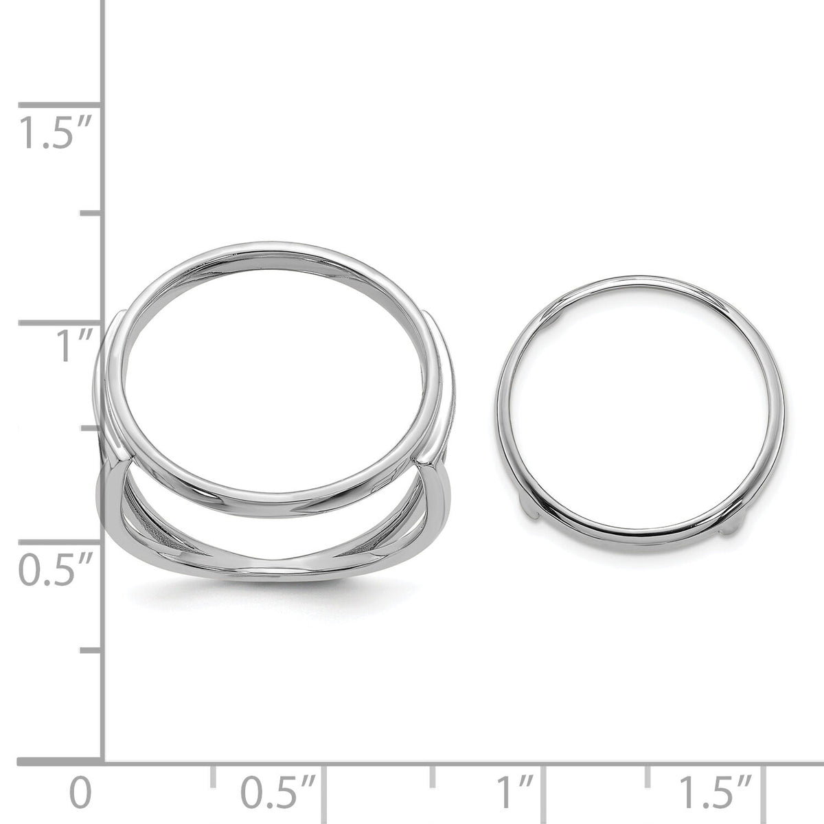 14k White Gold Ladies' Polished 16.5mm Coin Bezel Ring-CR13W/10AE