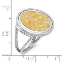 Wideband Distinguished Coin Jewelry 14k White Gold Ladies' Polished Mounted 1/10oz American Eagle Coin Bezel Ring-CR13W/10AEC