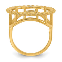 14k Ladies' Polished Textured D/C Rope Edge 16.5mm Coin Bezel Ring-CR14D/10AE