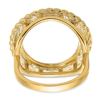 14k Ladies' Polished Textured D/C Rope Edge 16.5mm Coin Bezel Ring-CR14D/10AE