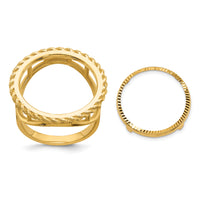 14k Ladies' Polished Textured D/C Rope Edge 16.5mm Coin Bezel Ring-CR14D/10AE