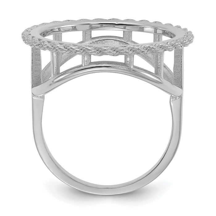 14kw Ladies' Polished Textured D/C Rope Edge 16.5mm Coin Bezel Ring-CR14WD/10AE