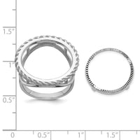 14kw Ladies' Polished Textured D/C Rope Edge 16.5mm Coin Bezel Ring-CR14WD/10AE