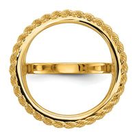 14k Ladies' Polished and Textured Rope Edge 16.5mm Coin Bezel Ring-CR14/10AE