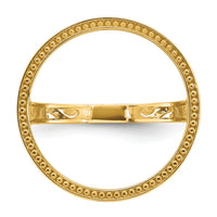 14k Ladies' Polished D/C Filigree & Beaded 16.5mm Coin Bezel Ring-CR1D/10AE