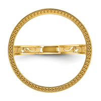 14k Ladies' Polished Filigree & Beaded 16.5mm Coin Bezel Ring-CR1/10AE