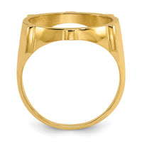 14k Men's Polished & Diamond-cut Fluted 16.5mm Coin Bezel Ring-CR2D/10AE