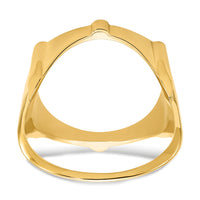 14k Men's Polished & Diamond-cut Fluted 16.5mm Coin Bezel Ring-CR2D/10AE