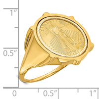 14k Men's Polished D/C Fluted Mounted 1/10oz AM Eagle Coin Bezel Ring-CR2D/10AEC